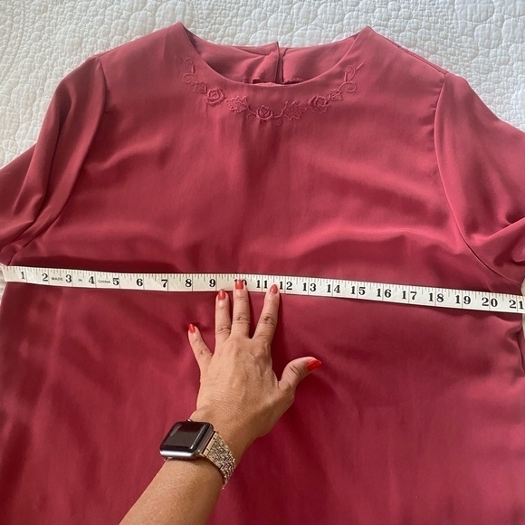 ALFRED Dunner classic pant suit vintage 80s/ 90s L Berry polyester sizeL pull on - Picture 6 of 14